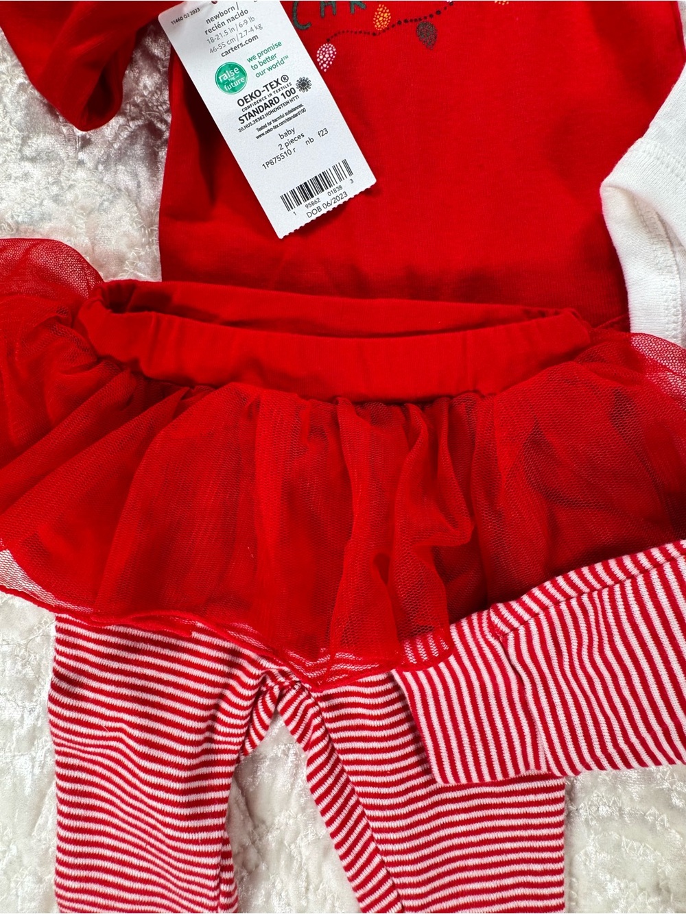 NWT CARTERS Baby Holiday 2 Outfits Set - Red & White First Christmas - Picture 5 of 6